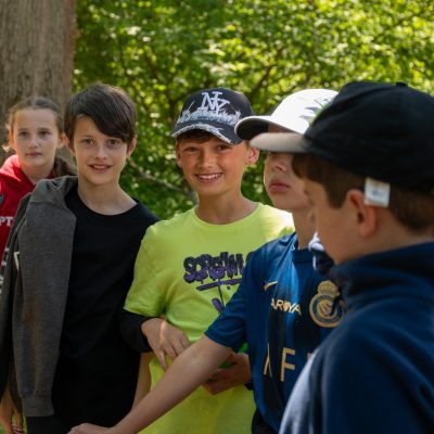 group of children enjoying forest games