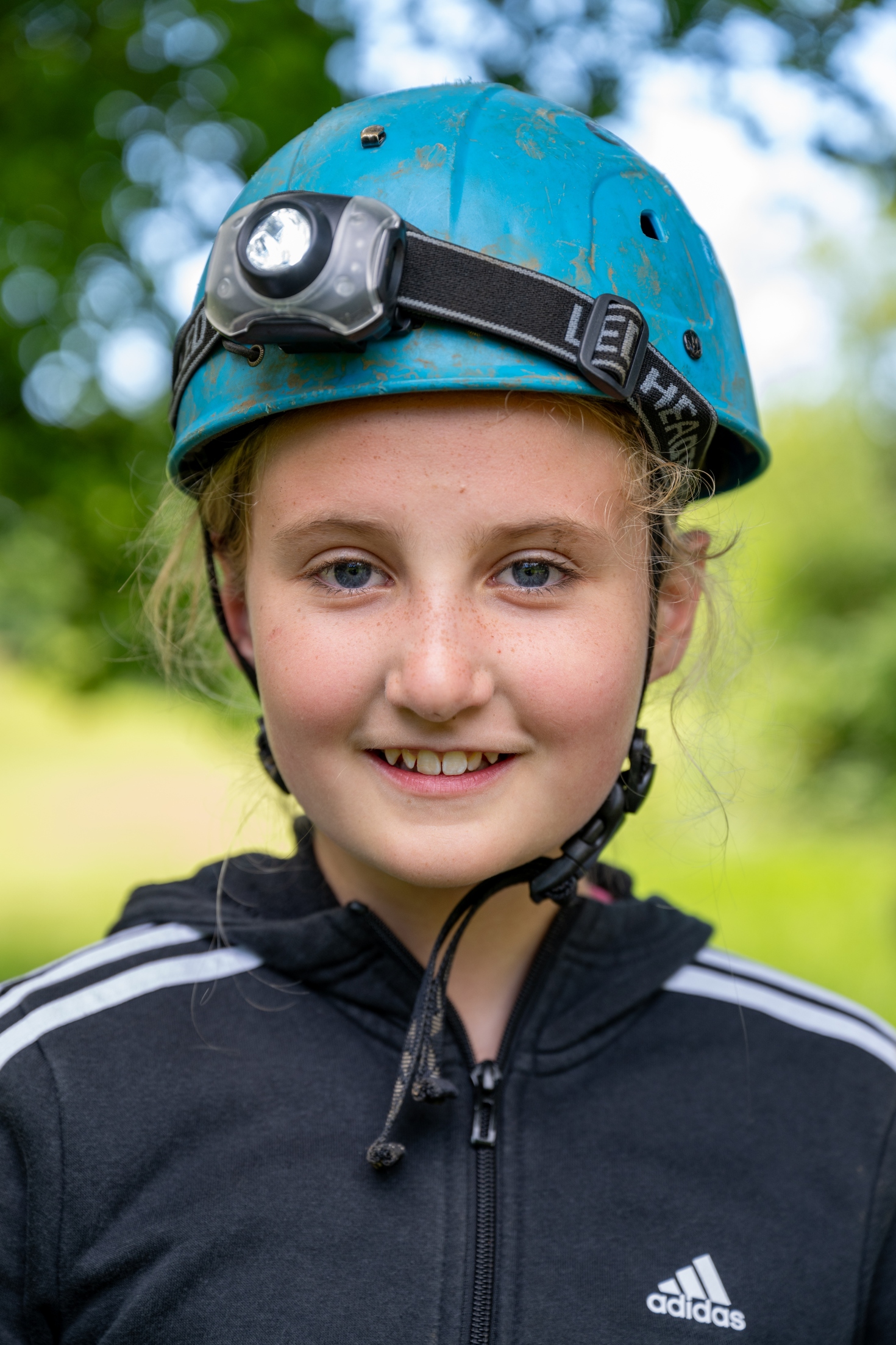 girl in helmet on residential trip