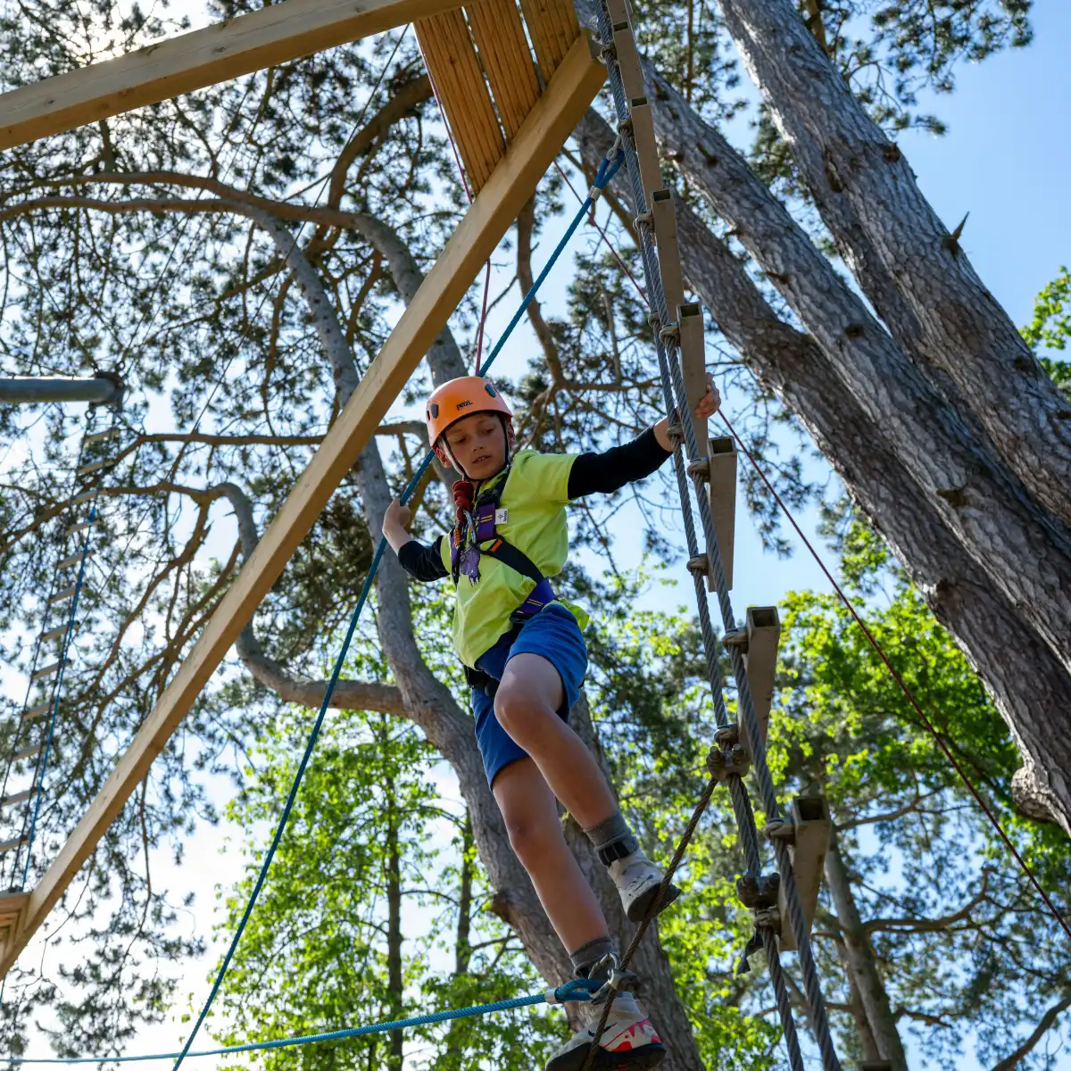 Boy on high ropes